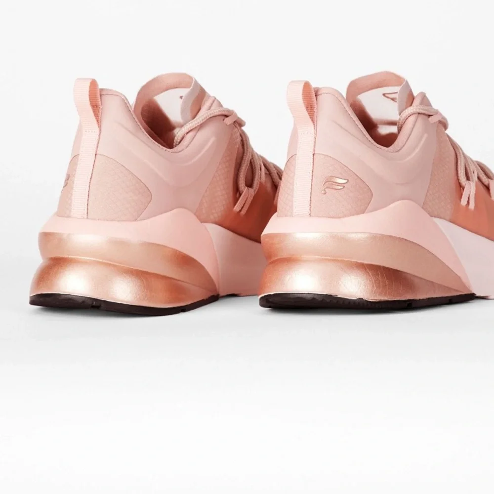 FABLETICS PALM PERFORMANCE ALMOND ROSE GOLD LACE UP CHUNKY SNEAKER SIZE 9